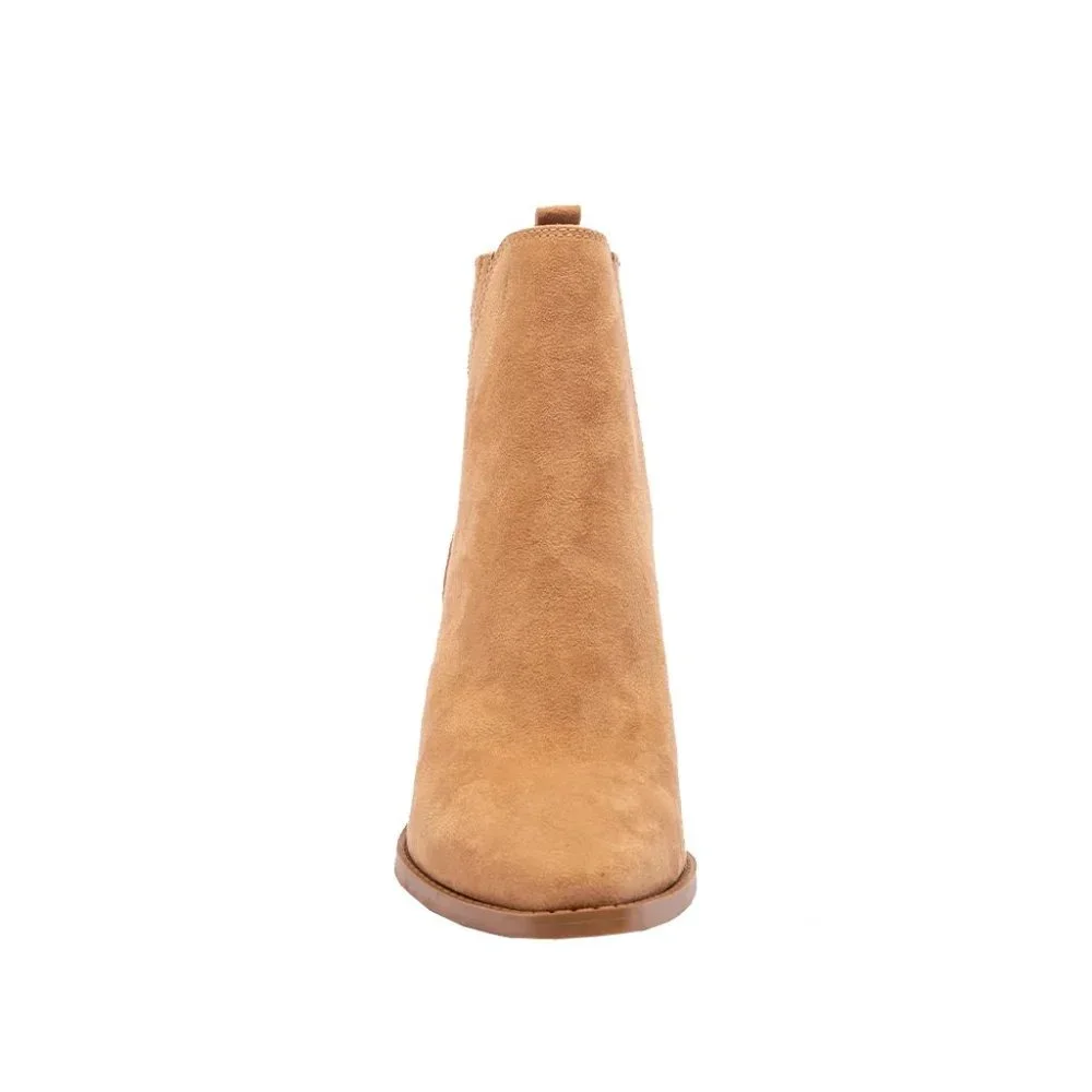 ⚡FINAL SALE!  Camel Vegan Suede Western Ankle Boots - Picture 7 of 10